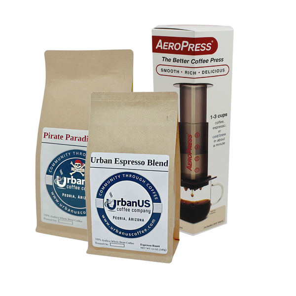 Aeropress + 2 bags fresh roasted coffee (Shipping Included)